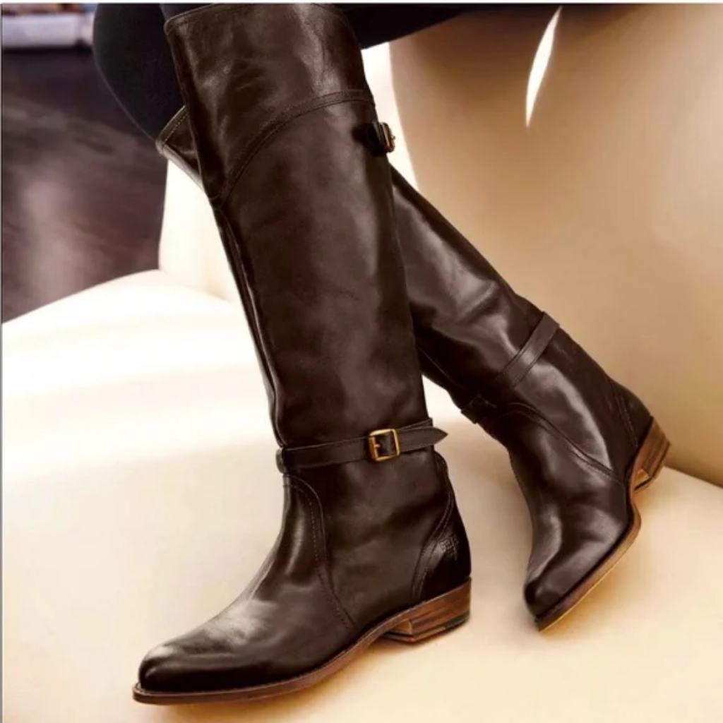 Frye Chocolate Brown Leather Over-The-Knee Riding Boots